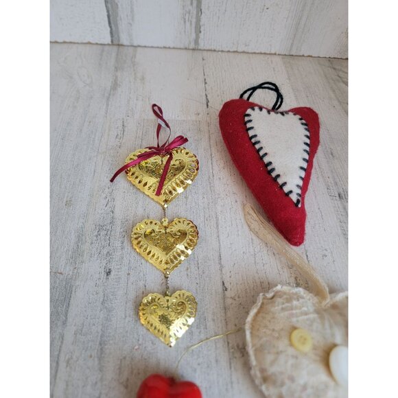 Unique plush heart golden ornament Xmas set - Picture 4 of 6